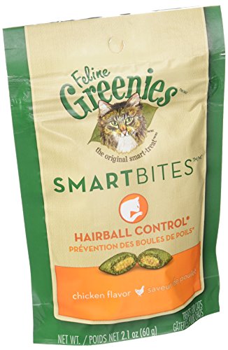 FELINE GREENIES SMARTBITES Hairball Control Treats for Cats Chicken Flavor 2.1 oz