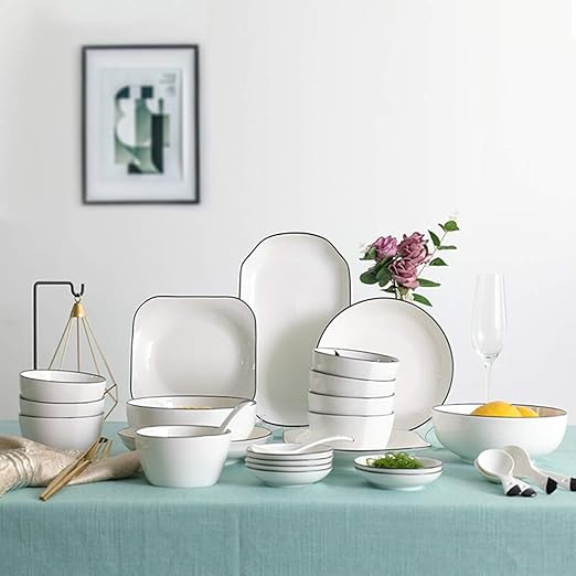 Juego de vajilla de cerámica Juego de Plato Hondo Conjunto Plato ...