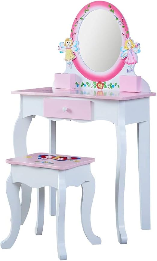 childrens white dressing table set