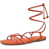 Shoe Land Women’s Flat Lace Up Sandals – Strappy Gladiator Sandals with Adjustable Crisscross Ankle Straps | Comfortable Open Toe Shoes for Summer, Beach & Travel