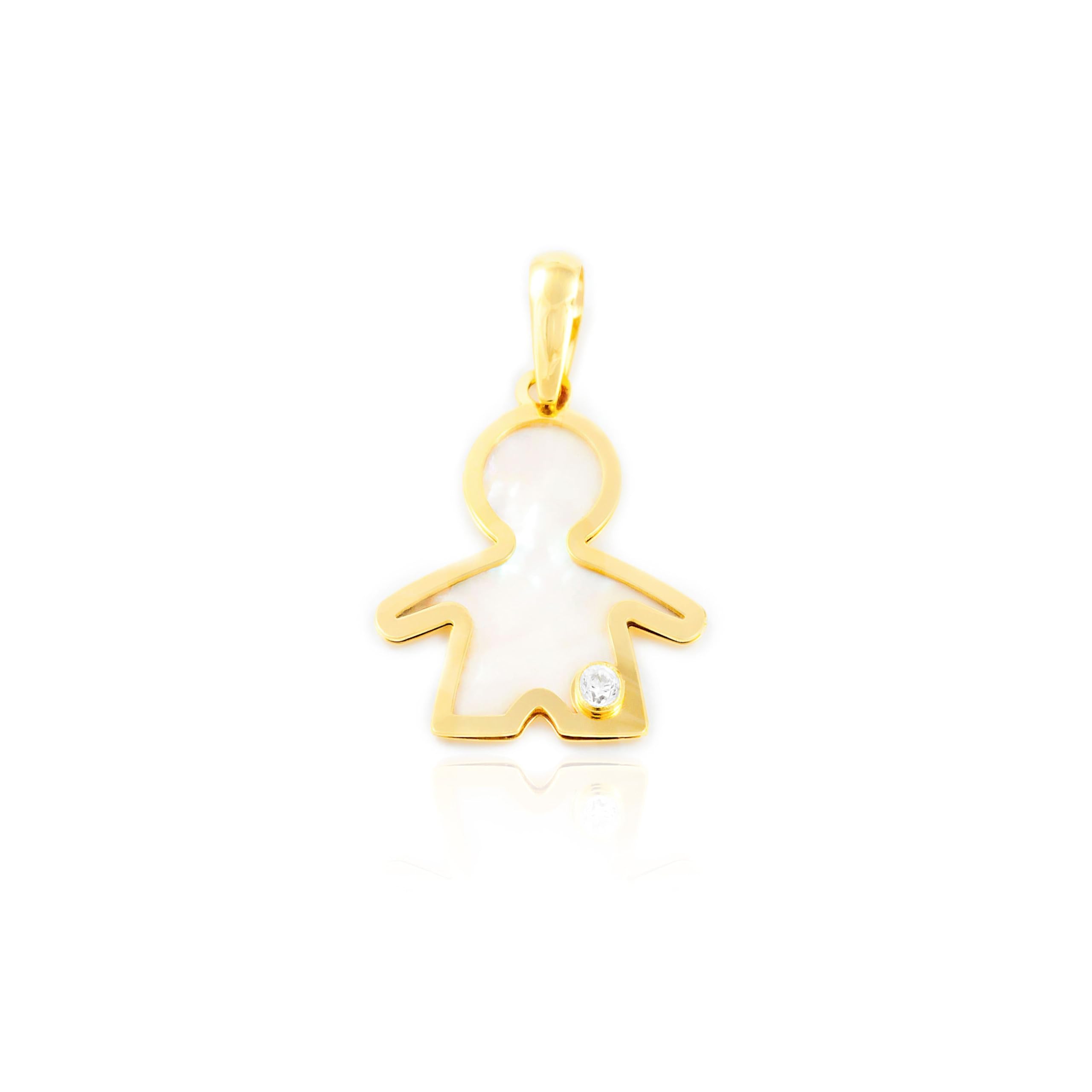 Monde Petit 18ct Yellow Gold boy nacre Pendant