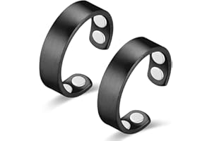 Vicmag 2PCS Copper Magnetic Rings for Women 99.9% Copper Finger Ring Ultra Strength Magnet Gift Adjustable(4X Black)