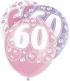 Palloncino Per 60° Compleanno Oro Rosa Glitz - Unique Party 84905 - 45 Cm, A Forma Di 60 Con Pois - In Alluminio - 4