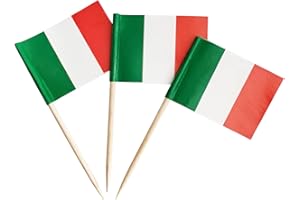 NEWKITA 100 Pack Italy Flag Italian Toothpick Flags, Cocktail Picks Mini Stick Cupcake Toppers Country Picks Party Decoration Celebration Cocktail Food Bar Cake Flags (Italy)