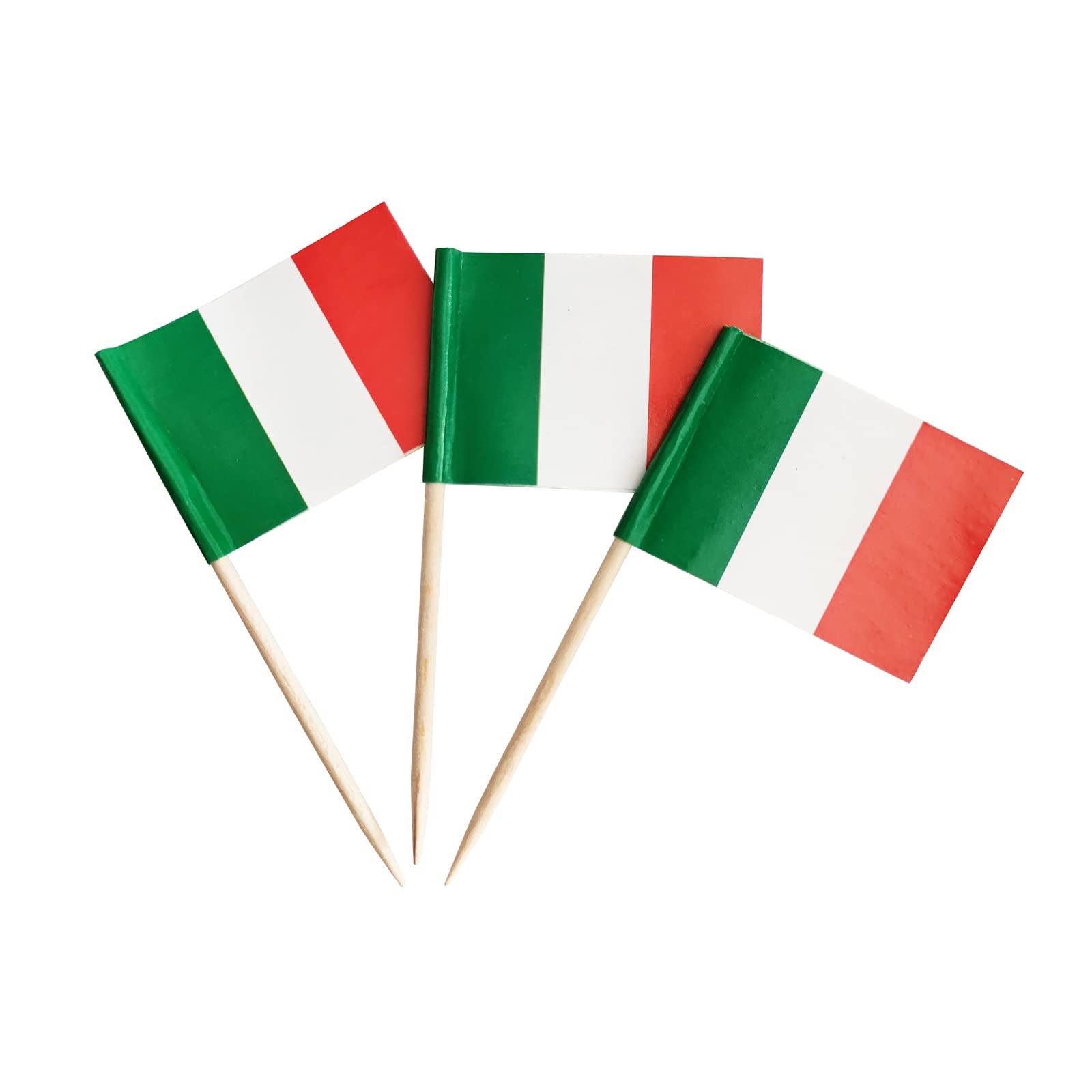 Photo 1 of 100 Pack Italy Flag Italian Toothpick Flags, Cocktail Picks Mini Stick Cupcake Toppers Country Picks Party Decoration Celebration Cocktail Food Bar Cake Flags (Italy)