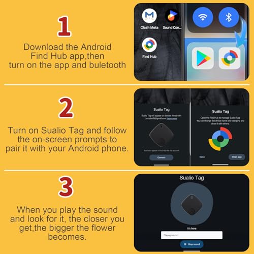 Set of 4 Android Air Tracker Smart Bluetooth Object Locator Tag Works with Google Locate App (Android Only), Android Smart Tag for Keys, Suitcase, Wallets (Black)