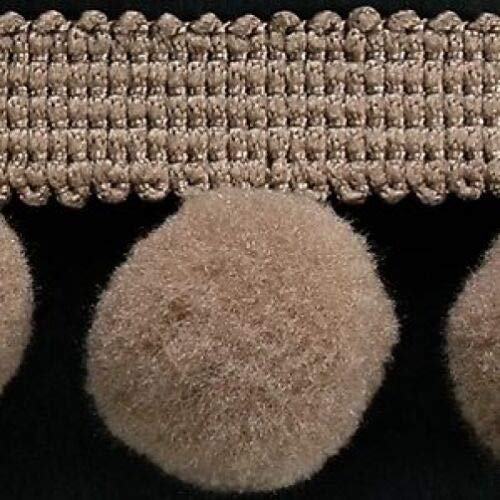 POM POM Bobble Trim Fringe Pompom Trimming - Cushion and Curtain Decoration, Home Decor - XL Size 2cm Craft Pompons (Dark Beige, 10 Meters)