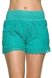 Bellarize Women's Crochet Shorts with Scallop Edge and Inner Lining
