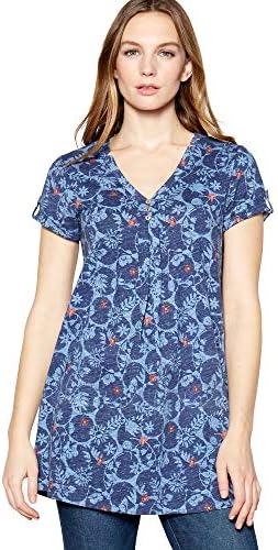 Mantaray Womens Blue Floral Print Tunic Top
