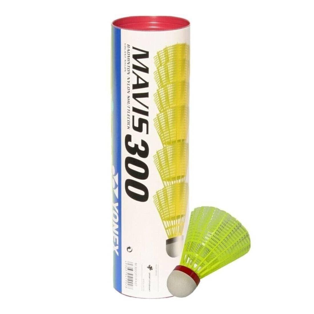 YONEX Mavis 300 Badminton Shuttlecocks (6 pieces), Yellow, Medium- Blue