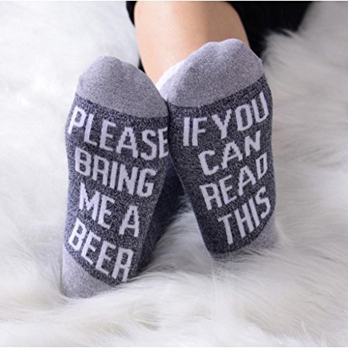 Kintaz Women's Gray Cotton Funny Crew Socks Novelty Funky Cute Game Wine Party Hosiery