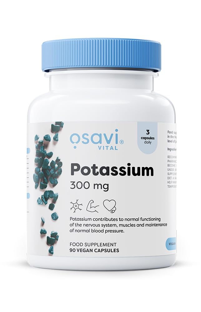 Osavi Potassium 300mg – 90 Vegan Capsules | Highly Absorbable Potassium Citrate for Nervous System, Muscle Function, and Blood Pressure Support | Clean Label, Vegan Friendly