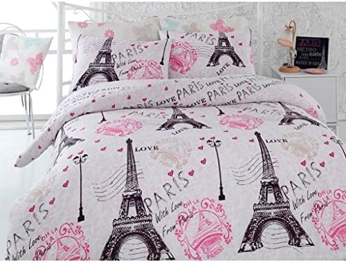 Polycotton Paris Eiffel Themed Twin/Single Size 63"x87"inch(160x220cm) Duvet Cover Set Eiffel Themed Bedding Linens