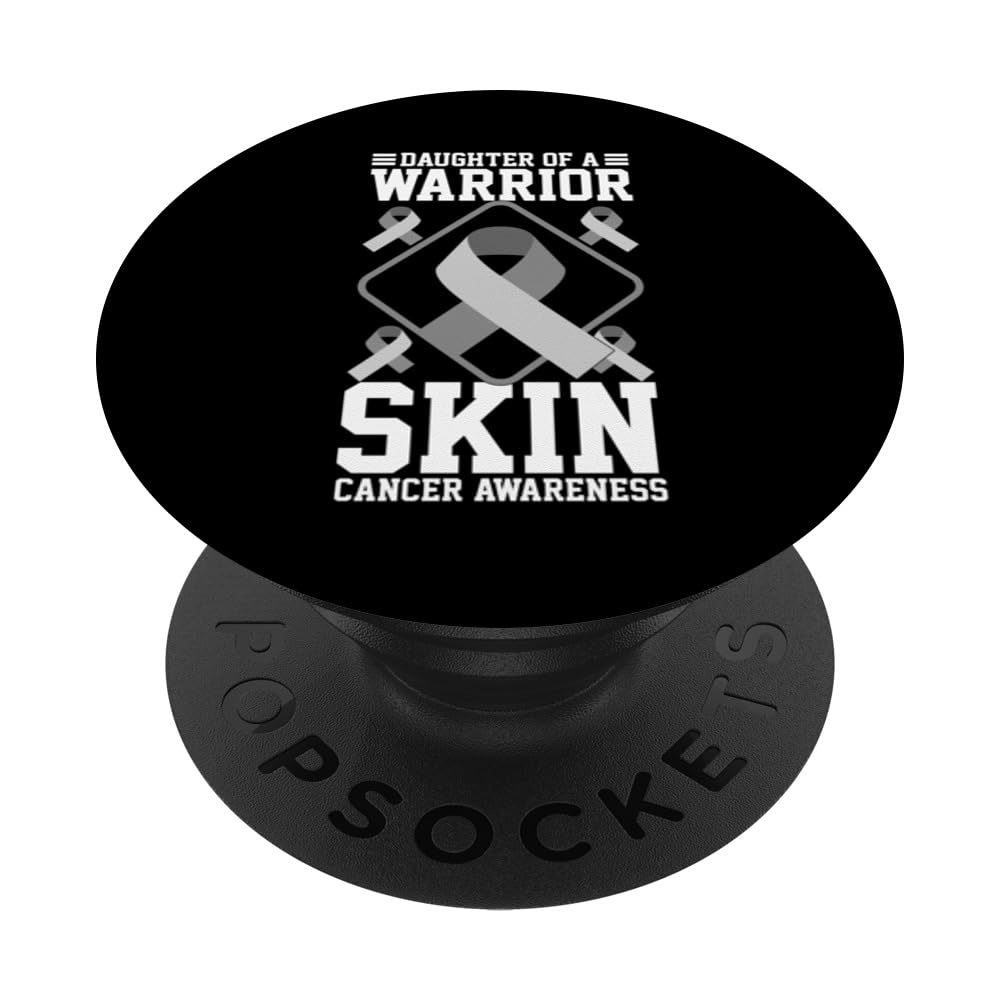 Skin Cancer Test Black Ribbon Surivivor Fighter Melanoma PopSockets Swappable PopGrip