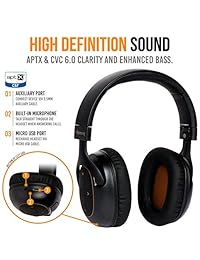 Auriculares Bluetooth, Alpatronix [hx101] universal HD cancelación de ruido Wireless Stereo Headset con micrófono integrado, control de volumen reproducción, Aptx, CVC 6.0, BT 4.1 [30 + hrs. del Tiempo de reproducción]   (Negro)