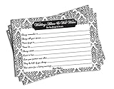 Wedding Advice and Well Wishes - Bridal Shower - Wedding - Black and White Damask (50-cards)