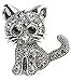 RoseSummer Jewelry Women's Crystal Cat Pin Brooch