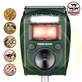 FIERRE SHANN Solar Animal Repeller, Outdoor Solar Powered Waterproof Repeller with Motion Sensor and Red Flashing Lights for Skunks, Dogs, Foxes, Cats, etc.
