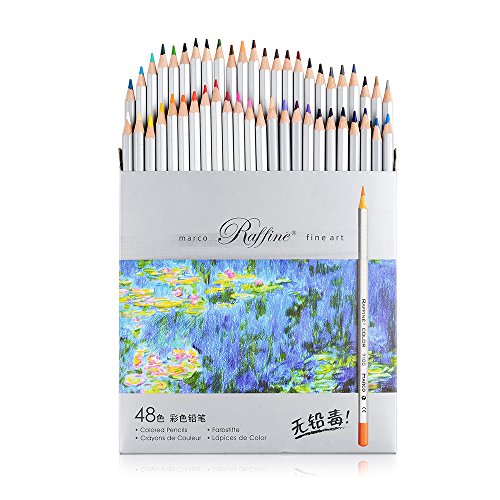 Marco Raffine Fine 48 Colors Art Drawing Pencil 7100-48CB Set Non-toxic ASTM Tin Wooden Painting Artist Sketching Craft Graphite