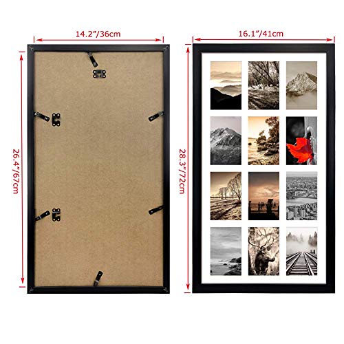 12 Opening 4x6 Black Collage Picture Frames Set of 2, Multiple Frames for Displaying 6x4 Photos