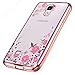 Galaxy S4 Case,Luxury Stylish Design Electroplated Slim Fit Lightweight Ultra Thin Metallic luster TPU Case Cover for Samsung Galaxy S4 - Flower Rose Gold