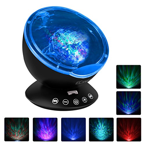 [Upgraded Model] Ecandy Remote Control Ocean Wave Projector ,Aurora Night Light Projector with Build-in Speaker, Mood Light for Baby Nursery, Adults and Kids Bedroom, Living Room (Black)