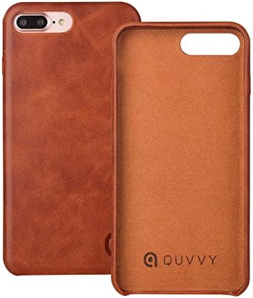 QUVVY The Bristol Premium Leather iPhone 7 Plus Case | Genuine Top Grain Leather | Snap-On Design with Edge-to-Edge Drop, Shock, and Impact Resistance | Designer Smartphone Cover (iPhone 7 Plus Brown)