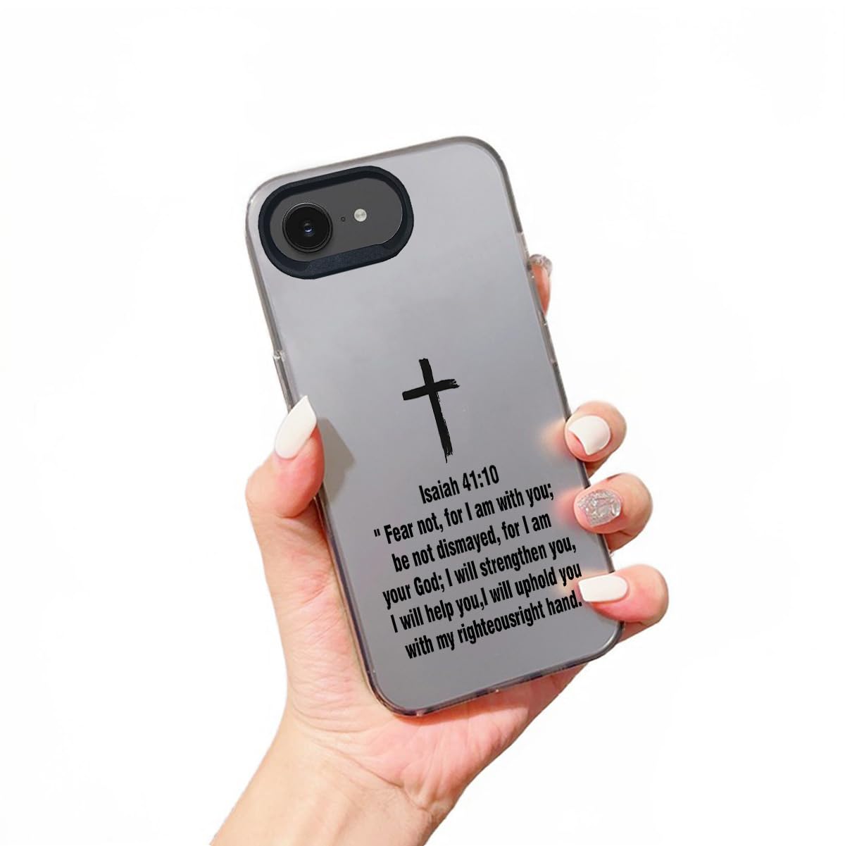 YEVAPOP Jesus Cross Phone Case Compatible with iPhone 16e, Christian Bible Verse Quotes Designs Shockproof Non-Drop Protective Cover [Isaiah41:10]