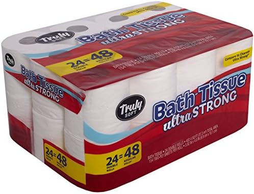 Truly Soft Toilet Paper Ultra Strong Bath Tissue, 24 Double Rolls = 48 Regular Rolls, White