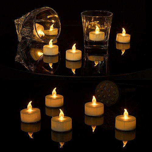 Realistic Bright Flameless LED Tea Light Candles, Bright, Flickering
