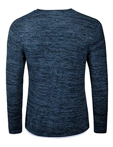 Derminpro Men’s Slim Fit Lightweight Sweater Long Sleeve Pullover Top Crew Neck Shirt Heather Navy X-Large