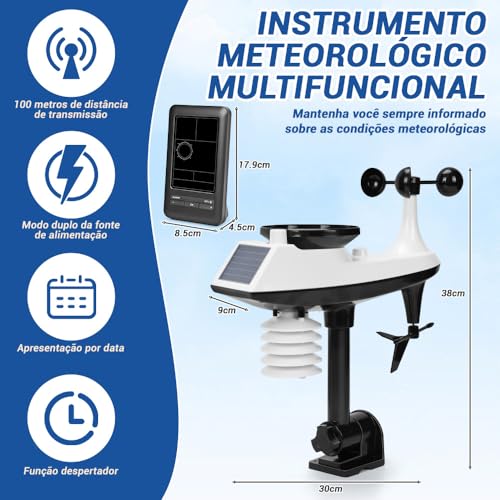 Estação Meteorológica, Estações Meteorológicas Sem Fio Interno Externo, Estação Meteorológica Sem Fio, com Pluviômetro