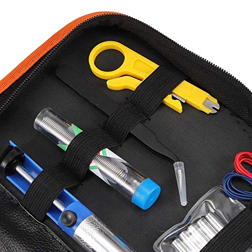 Soldering Iron Kit,Professional Electric Soldering Iron Set, Portable 60W Temperature Controlled Solder Iron Gun 15-in-1 with 5pcs Soldering Iron Tips, Stand, Desoldering Pump,Solder Sucker,Pu Bag - Thumbnail 6