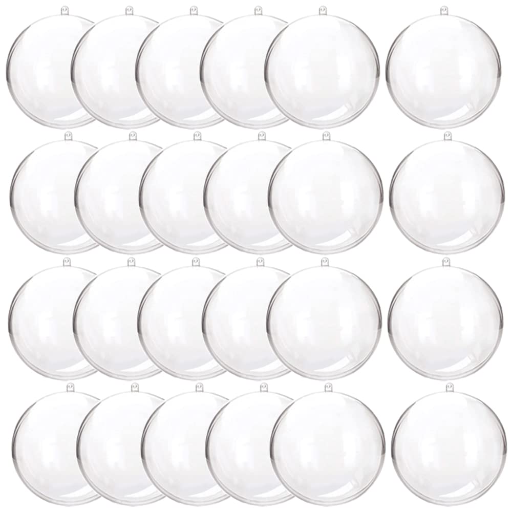 Photo 1 of 24 Pack Clear Plastic Fillable Ornament Ball,Clear Christmas Ornaments,Plastic Fillable DIY Craft Ball Ornament for Christmas, Holiday, Wedding, Party, Home Decor (2.7''/70mm)