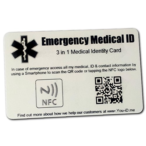 Emergency-Medical-ID-Wallet-Card-3-in-1-Smartphone-Compatible-Contactless-Holds-UNLIMITED-Emergency-ID-Contact-and-Medical-Information-Paramedics-Scan-Card-with-ANY-Smartphone-to-Reveal-As-much-inform