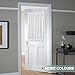 jinchan Linen French Door Curtain with Open Weave Semi-Sheer Door Curtain Decor 40 Inches Long Drape Rod Pocket 1 Panel Light-Filtering Privacy Window Decor 1 Tieback Included White