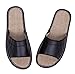 Urban CoCo Summer Slippers Flax PU Indoor Couple Sandals Slippers (11-12B(M) US, Black)