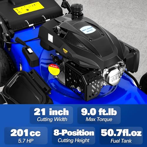 BILT HARD 21" Self Propelled Gas Lawn Mower – 201cc 4-Cycle OHV, photo 9