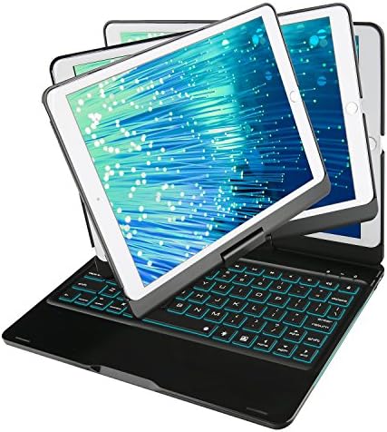 Smart Case for iPad Pro 10.5 inch with Keyboard,7 Colors Side Breathing LED + Backlits All around 360 Rotation Anti-scratch/Slip Ultra-slim Keyboard Case for Apple iPad pro 10.5(Black)