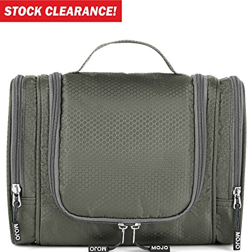 Hanging Toiletry Bag for Travel Accessories - Toiletry Kit - Shower Bag - Best Large Compact Flat Nylon Leakproof Mens Womens Toiletries Cosmetics Makeup Organizer for Traveling Gym Bathroom - Gray