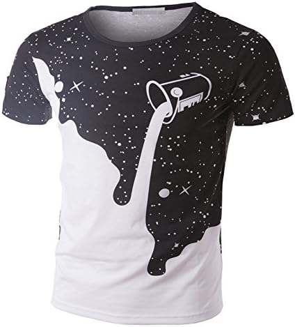 Fifishow 2015 New Mens Summer Tops Tees Short Sleeve t shirt Man Plus Size Start Printed Cotton t-shirt Men Brand 3D Designer Clothing Black L