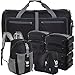 Lightweight Family Travel Luggage Set - Duffle Bag Backpack Toiletry Packing Cubes (FamilySet-Black)