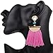 Fashewelry Tassels Dangle Drop Earrings Ethnic Handcrafted Bohemia Stud Earrings Eardrop Vintage Gothic Jewellery for Women and Girls (Pink)