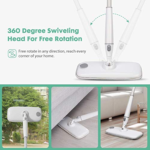 Homitt Upgraded Spray Mop for Hardwood Floor Cleaning, 360 Degree Rotation Dry and Wet Mop with 350 ml Water Tank for Cleaning Floor and Tile, 3 Washable and Reusable Microfiber Floor Mop Pads