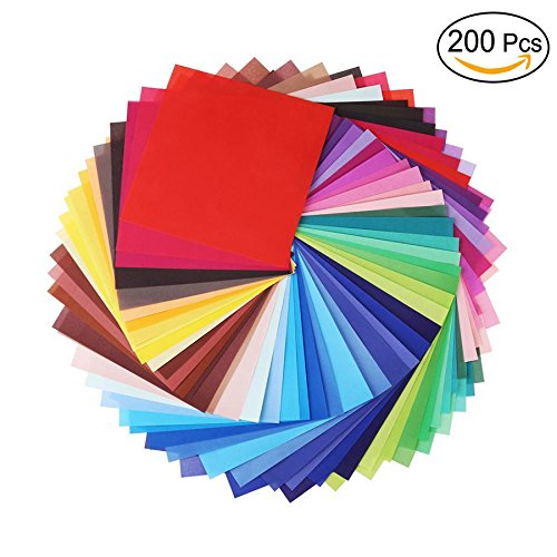 8 inch x 8 inch Single Sided Square Origami Paper,50 Colors,200 Sheets