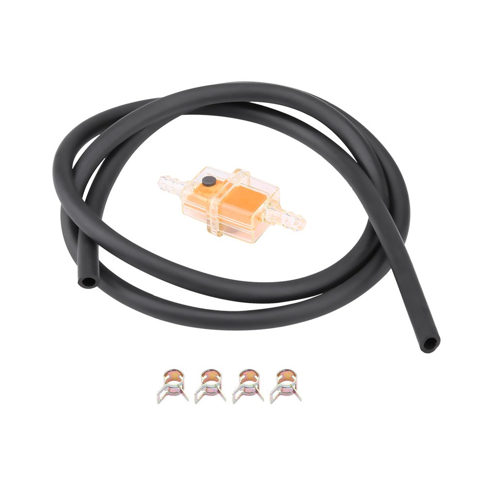 Motorcycle Fuel Filter Hose Kit, 6mm 1/4 inch Motorcycle Scooter Square Fuel Filter Hose With Clamps for Motorcycles, Scooters (Red) Auto and Motorcycle Parts