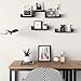 Homdox Floating U-Shaped Wall Shelves Wall Mounted Set of 3, Nature Wood Wall Shelves for Bedroom, Living Room, Bathroom, Kitchen, Office and More
