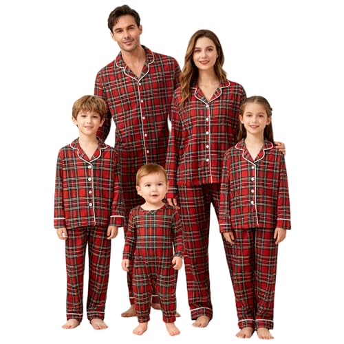 Wobame Christmas Family Pajamas Family Matching Sleepwear Xmas Long Sleeve Jammies Matching Holiday Pajamas