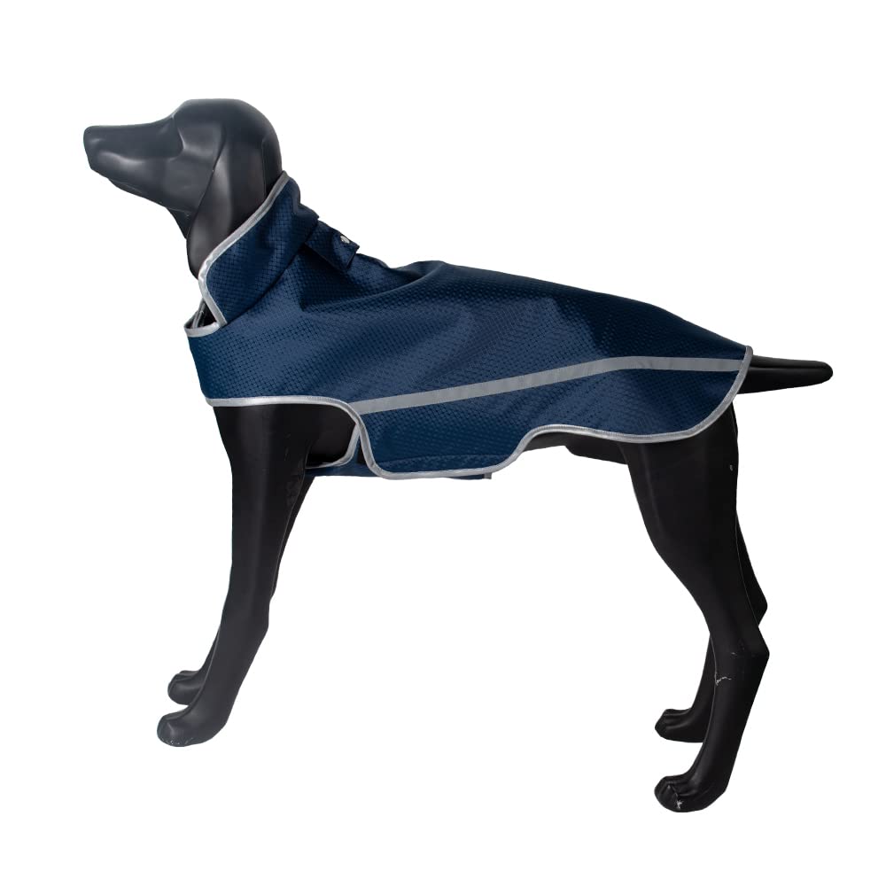 Moemaster Dog Raincoat Waterproof & Breathable Jacket with Magic Tape Adjusters, Safety Reflective Strips & Leash Hole, Easy-Clean Lightweight Design for Rainy Walks (Large, Blue)