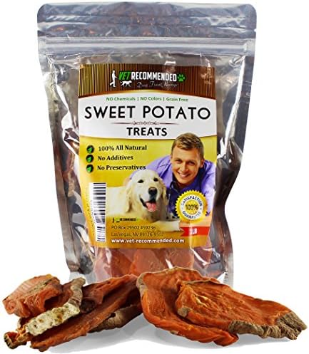 Sweet Potato Dog Treats Chews - 100% Natural Healthy Grain Free Dry Dog Food - 1 LB Bag by Vet Recommended